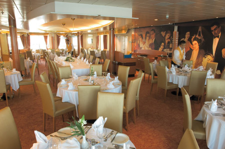 Restaurant of the ship Louis Crystal