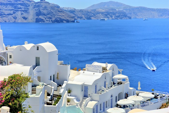 Santorini blue waters Greece