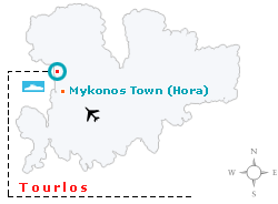 map of tourlos in Mykonos